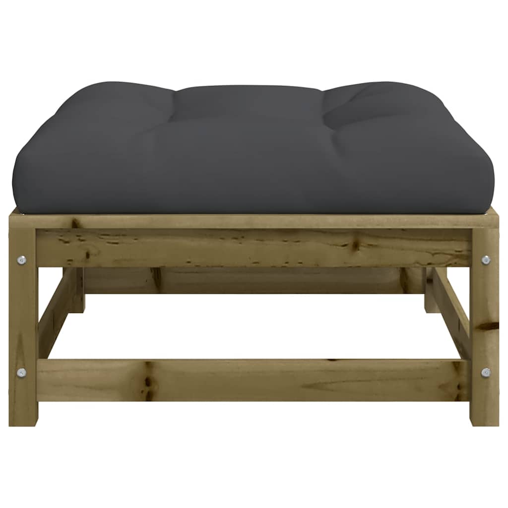 vidaXL Tabouret de jardin avec coussin 2 pcs Bois de pin Imprégné