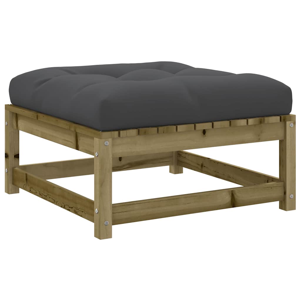 vidaXL Tabouret de jardin avec coussin 2 pcs Bois de pin Imprégné