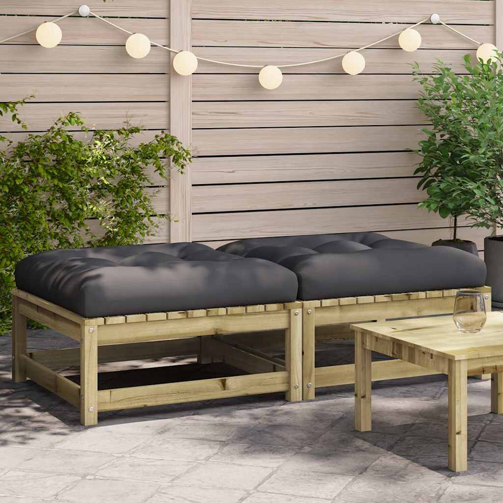 vidaXL Tabouret de jardin avec coussin 2 pcs Bois de pin Imprégné