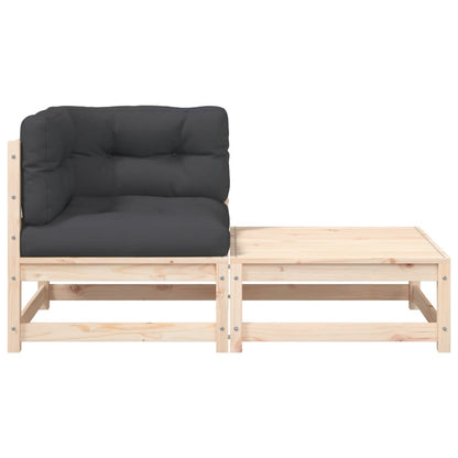 Canapé d'angle de jardin vidaXL avec coussins et pouf