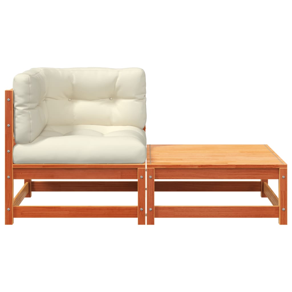 vidaXL Garten-Ecksofa mit Kissen und Hocker
