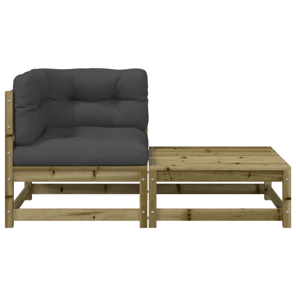 vidaXL Garten-Ecksofa mit Kissen und Hocker