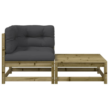 vidaXL Garten-Ecksofa mit Kissen und Hocker