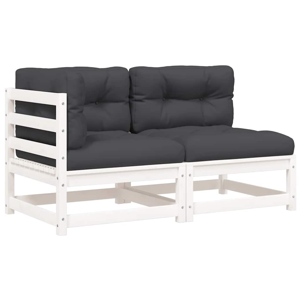 vidaXL Gartensofa mit Kissen 2-Sitzer Weiß Massivholz Kiefer
