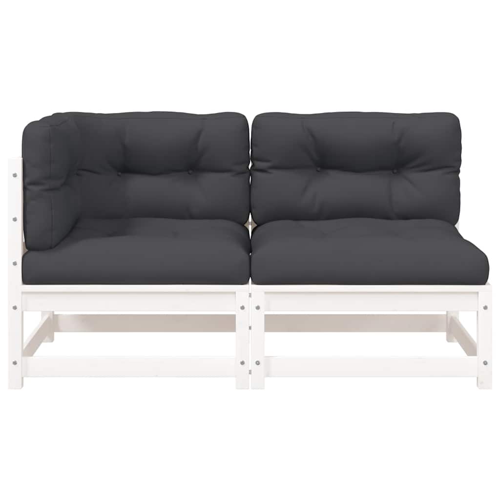 vidaXL Gartensofa mit Kissen 2-Sitzer Weiß Massivholz Kiefer