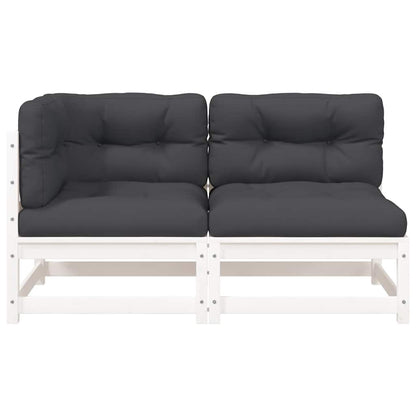 vidaXL Gartensofa mit Kissen 2-Sitzer Weiß Massivholz Kiefer