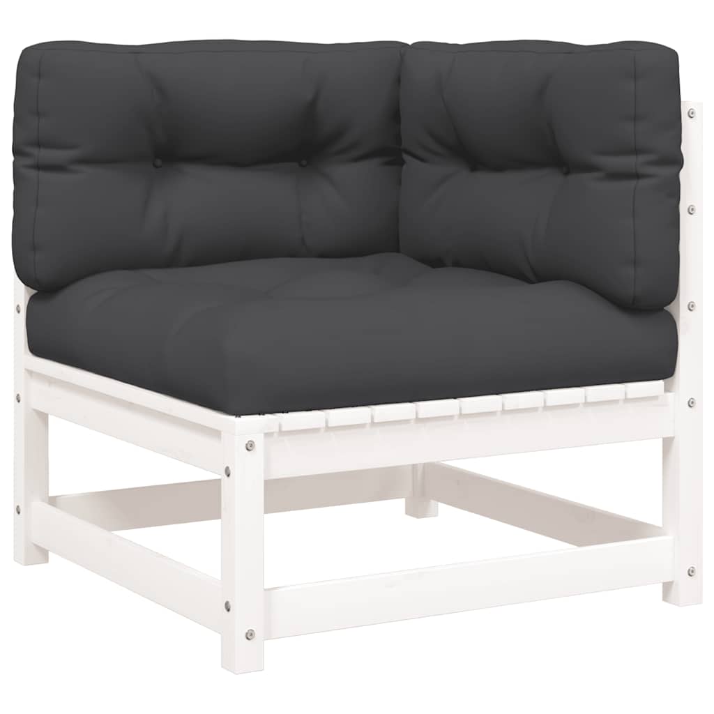 vidaXL Gartensofa mit Kissen 2-Sitzer Weiß Massivholz Kiefer
