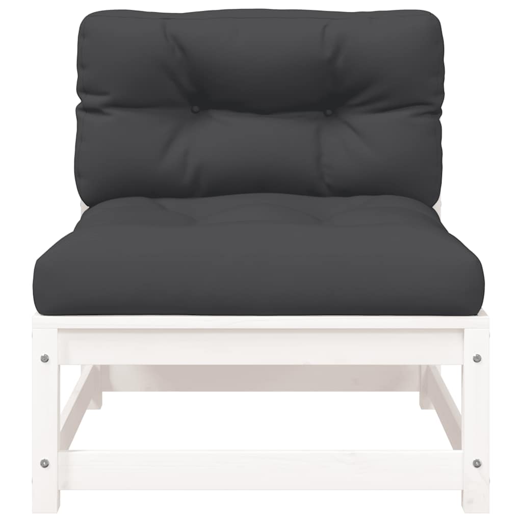 vidaXL Gartensofa mit Kissen 2-Sitzer Weiß Massivholz Kiefer