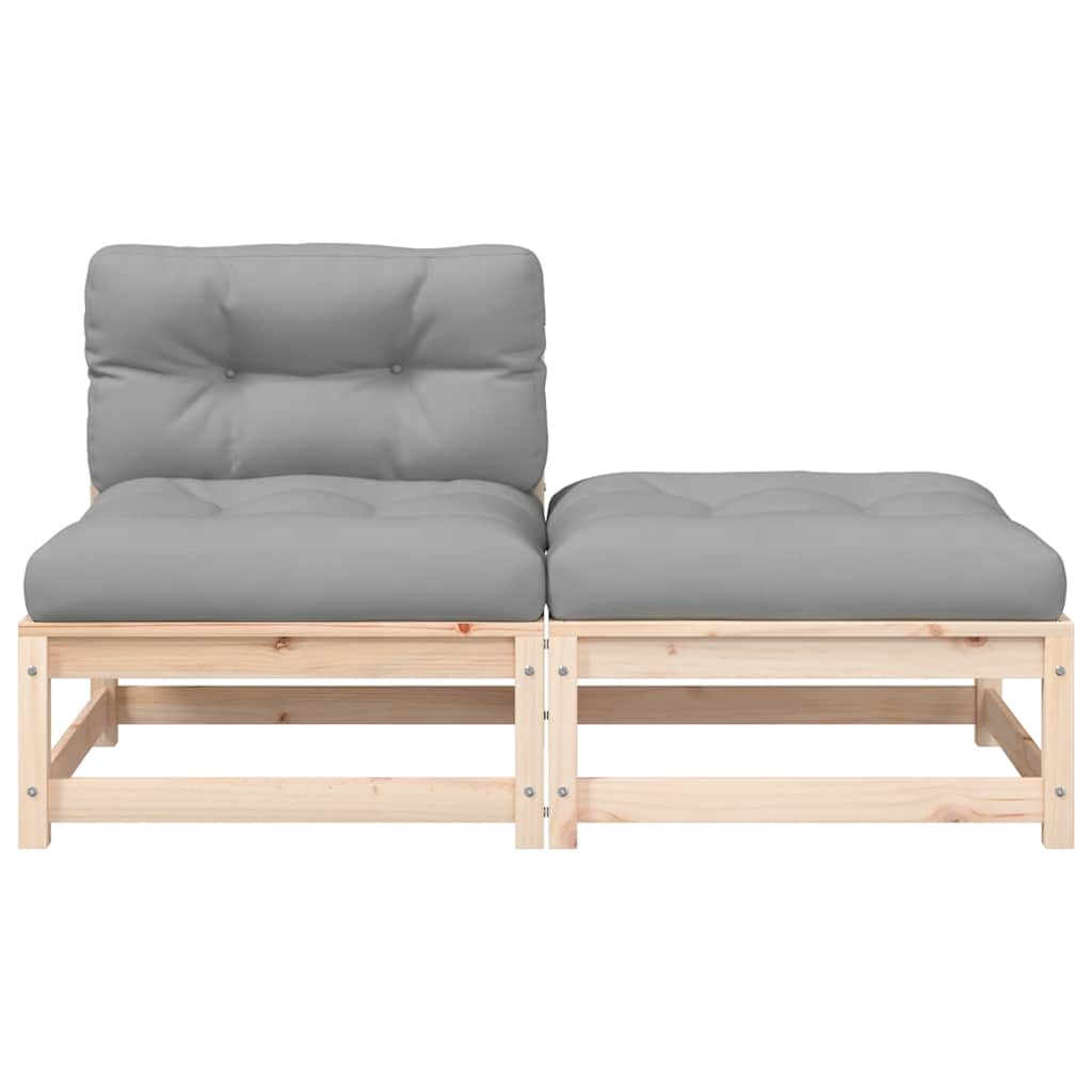 vidaXL Gartensofa ohne Armlehnen mit Kissen und Hocker