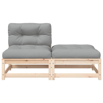 vidaXL Gartensofa ohne Armlehnen mit Kissen und Hocker