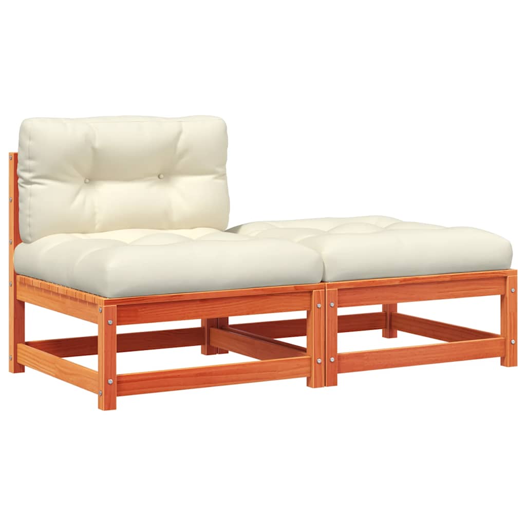 vidaXL Canapé de jardin sans accoudoirs avec coussins et pouf