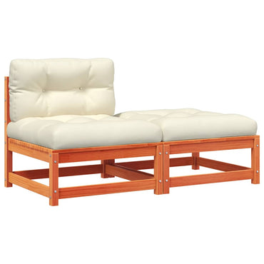 vidaXL Canapé de jardin sans accoudoirs avec coussins et pouf