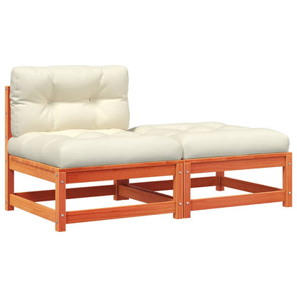 vidaXL Canapé de jardin sans accoudoirs avec coussins et pouf