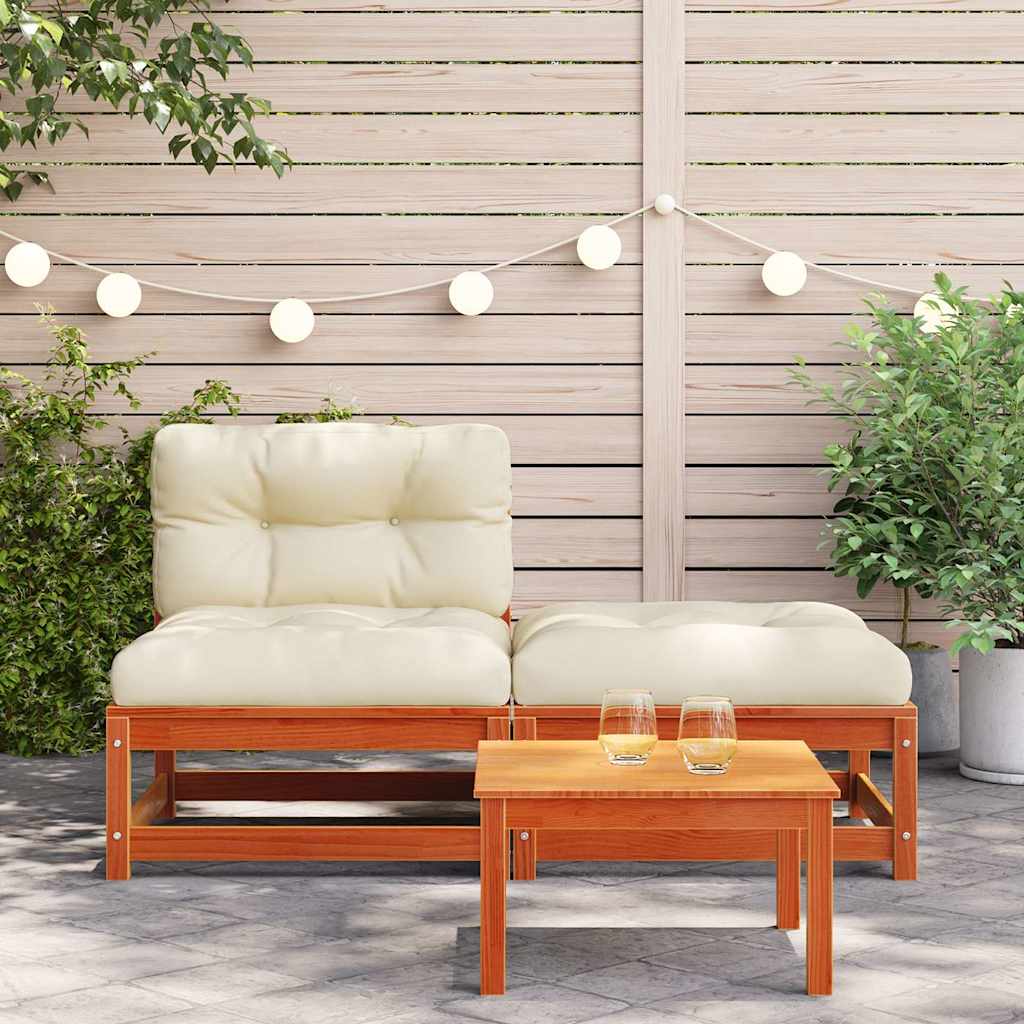 vidaXL Canapé de jardin sans accoudoirs avec coussins et pouf