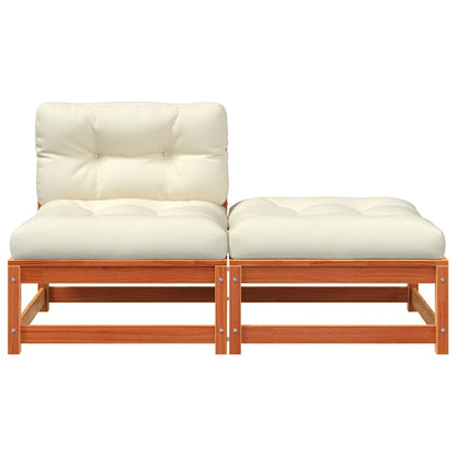 vidaXL Canapé de jardin sans accoudoirs avec coussins et pouf