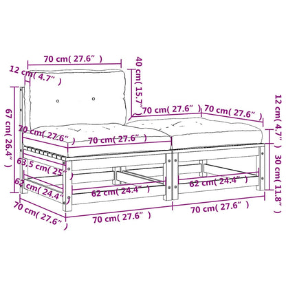 vidaXL Canapé de jardin sans accoudoirs avec coussins et pouf