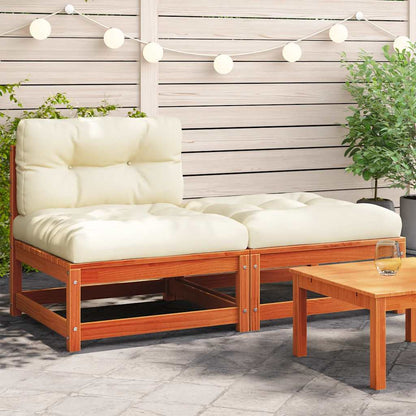 vidaXL Canapé de jardin sans accoudoirs avec coussins et pouf