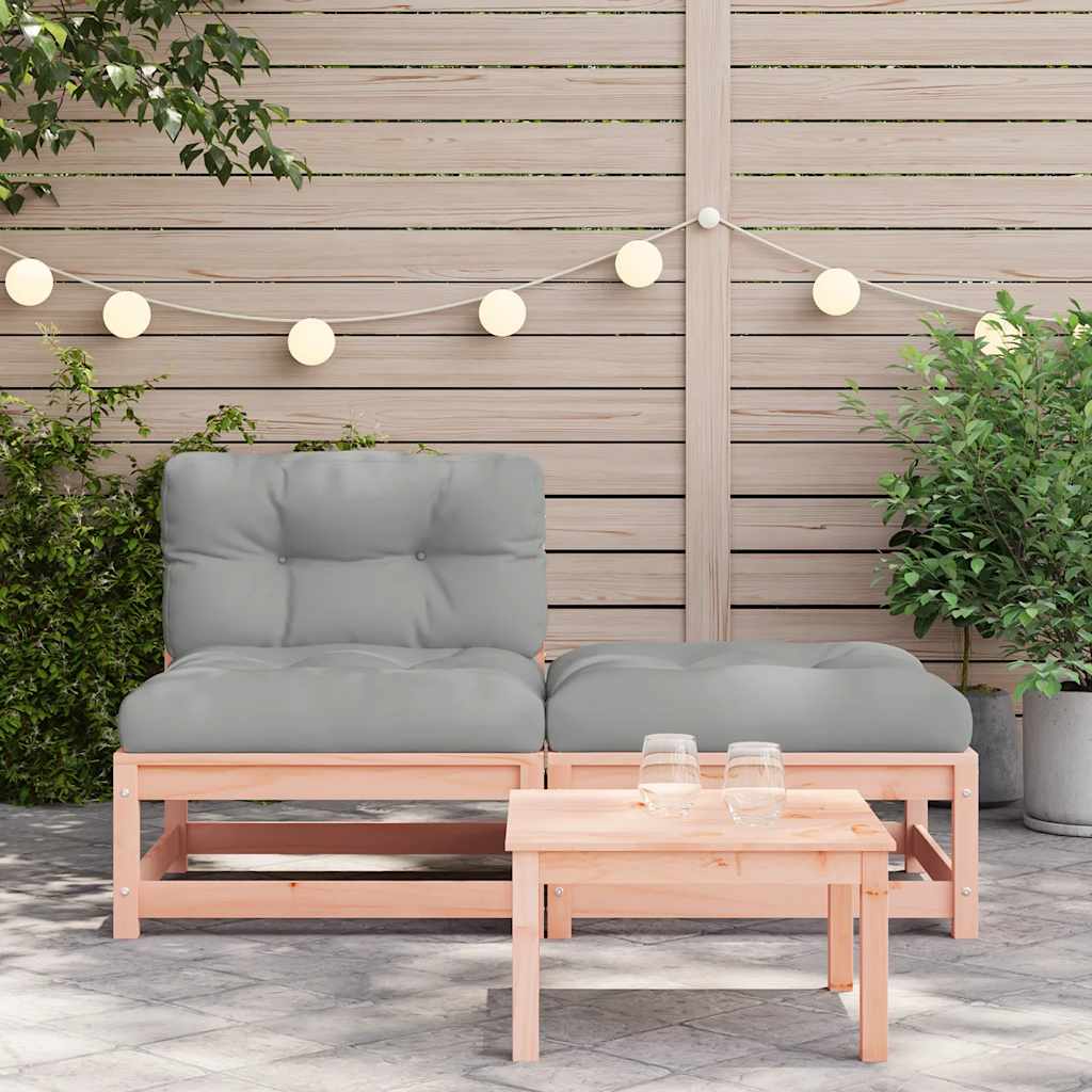 vidaXL Gartensofa ohne Armlehnen mit Kissen und Hocker