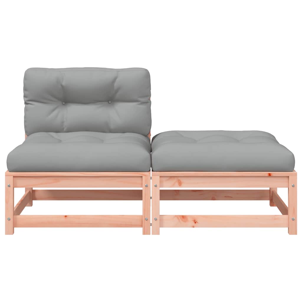 vidaXL Gartensofa ohne Armlehnen mit Kissen und Hocker