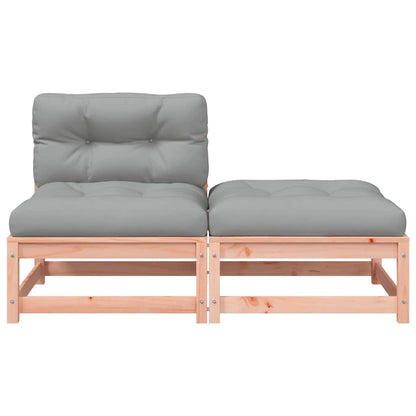 vidaXL Gartensofa ohne Armlehnen mit Kissen und Hocker
