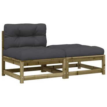 vidaXL Canapé de jardin sans accoudoirs avec coussins et pouf