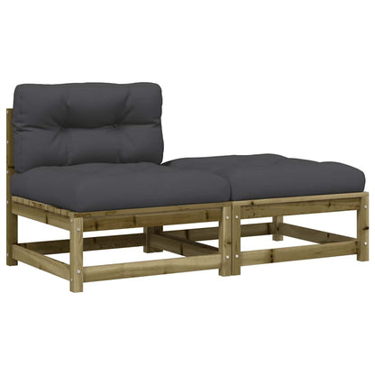 vidaXL Canapé de jardin sans accoudoirs avec coussins et pouf