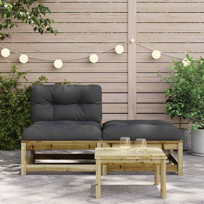 vidaXL Canapé de jardin sans accoudoirs avec coussins et pouf