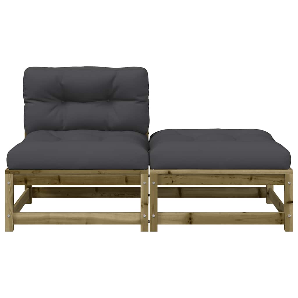 vidaXL Canapé de jardin sans accoudoirs avec coussins et pouf