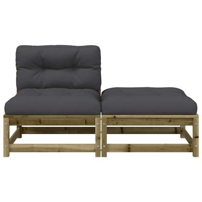 vidaXL Canapé de jardin sans accoudoirs avec coussins et pouf