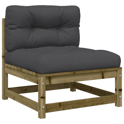 vidaXL Canapé de jardin sans accoudoirs avec coussins et pouf