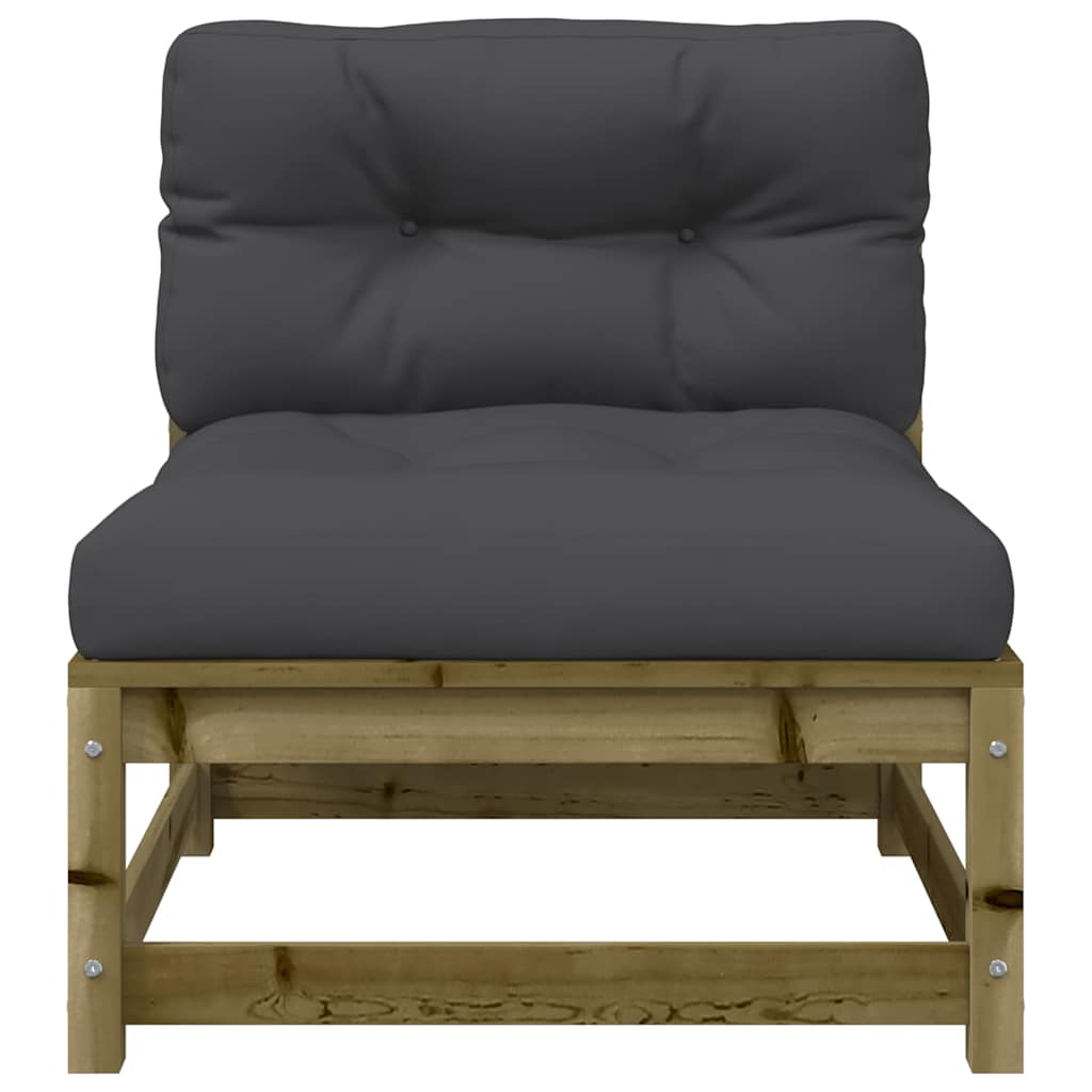 vidaXL Canapé de jardin sans accoudoirs avec coussins et pouf