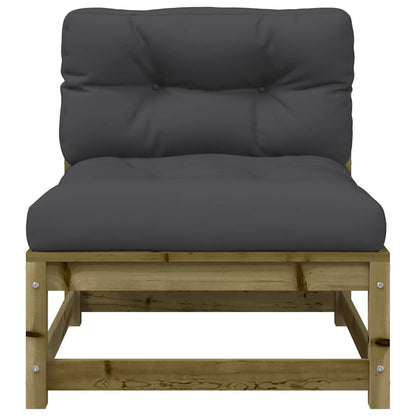 vidaXL Canapé de jardin sans accoudoirs avec coussins et pouf