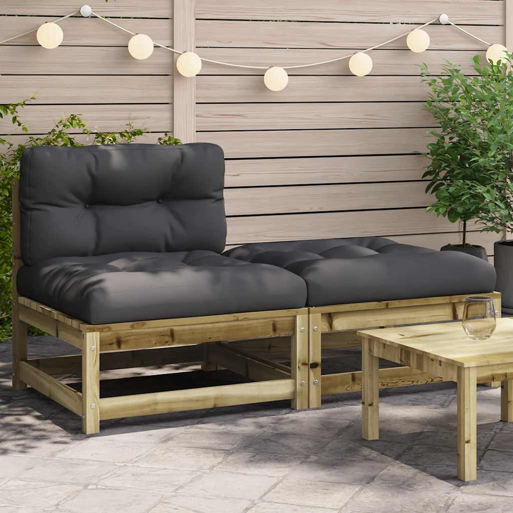 vidaXL Canapé de jardin sans accoudoirs avec coussins et pouf