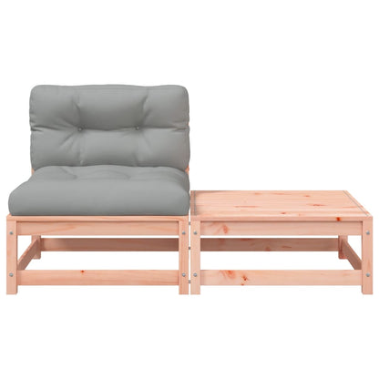 vidaXL Canapé de jardin sans accoudoirs avec coussins et pouf
