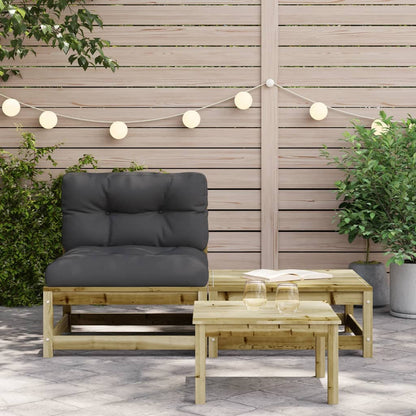vidaXL Canapé de jardin sans accoudoirs avec coussins et pouf