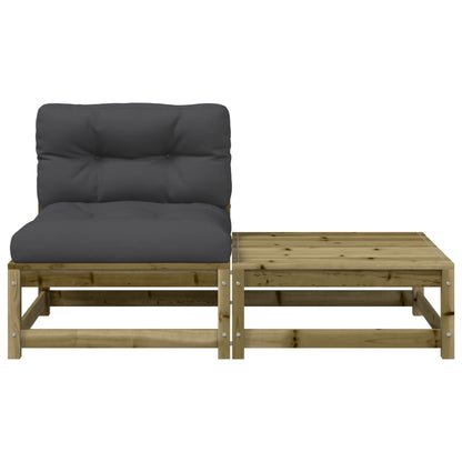 vidaXL Canapé de jardin sans accoudoirs avec coussins et pouf