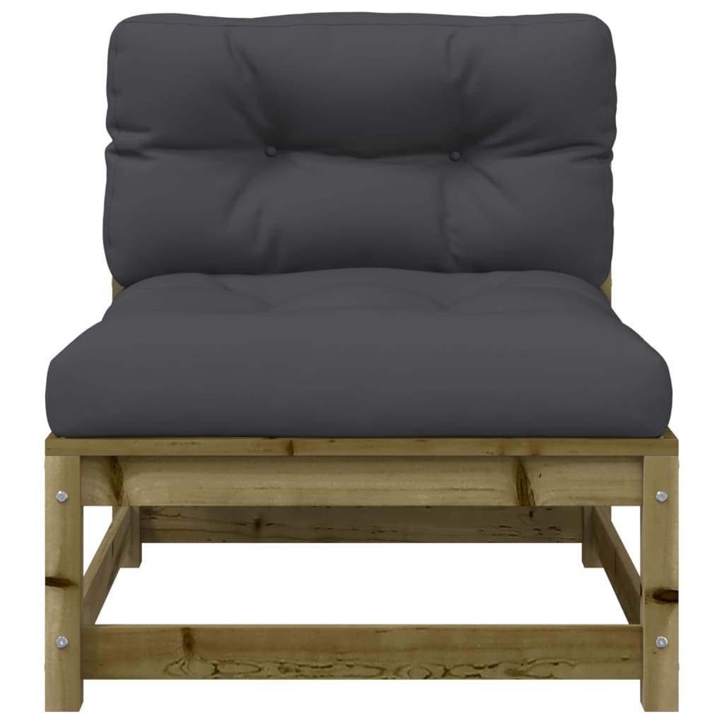 vidaXL Canapé de jardin sans accoudoirs avec coussins et pouf