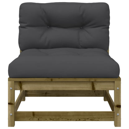vidaXL Canapé de jardin sans accoudoirs avec coussins et pouf