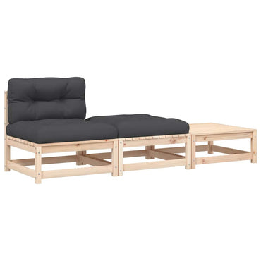 vidaXL Canapé de jardin sans accoudoirs avec coussins et poufs