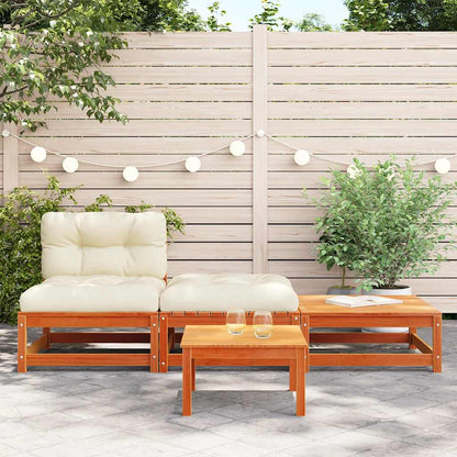 vidaXL Canapé de jardin sans accoudoirs avec coussins et poufs