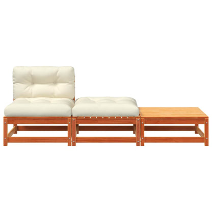 vidaXL Canapé de jardin sans accoudoirs avec coussins et poufs