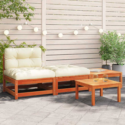 vidaXL Canapé de jardin sans accoudoirs avec coussins et poufs