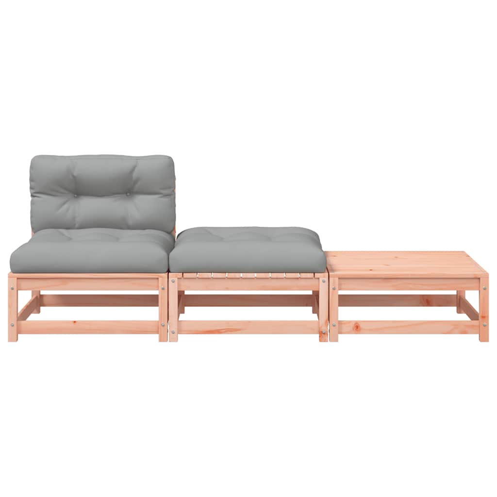 vidaXL Gartensofa ohne Armlehnen mit Kissen und Hockern