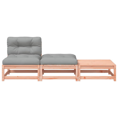 vidaXL Gartensofa ohne Armlehnen mit Kissen und Hockern