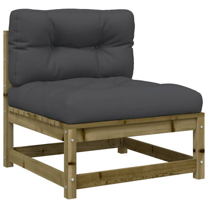vidaXL Gartensofa ohne Armlehnen mit Kissen und Hockern
