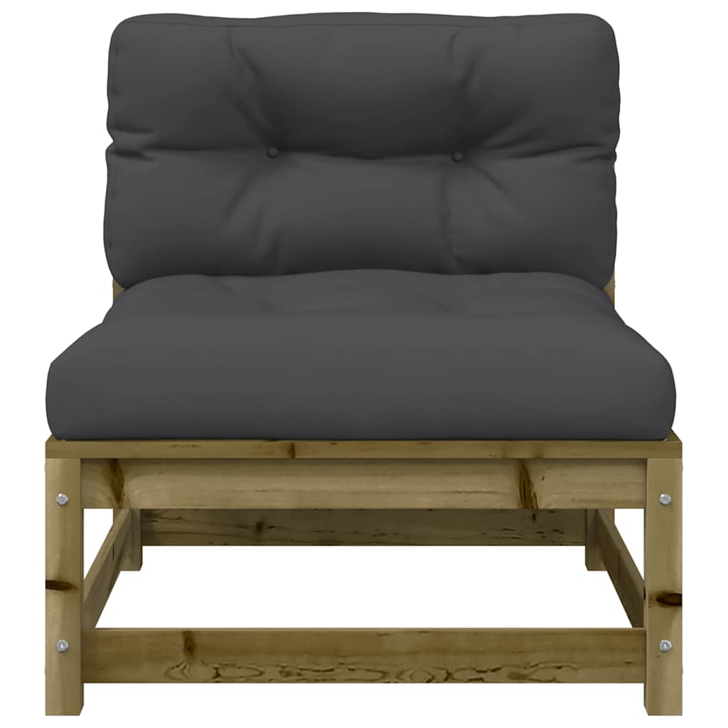 vidaXL Gartensofa ohne Armlehnen mit Kissen und Hockern