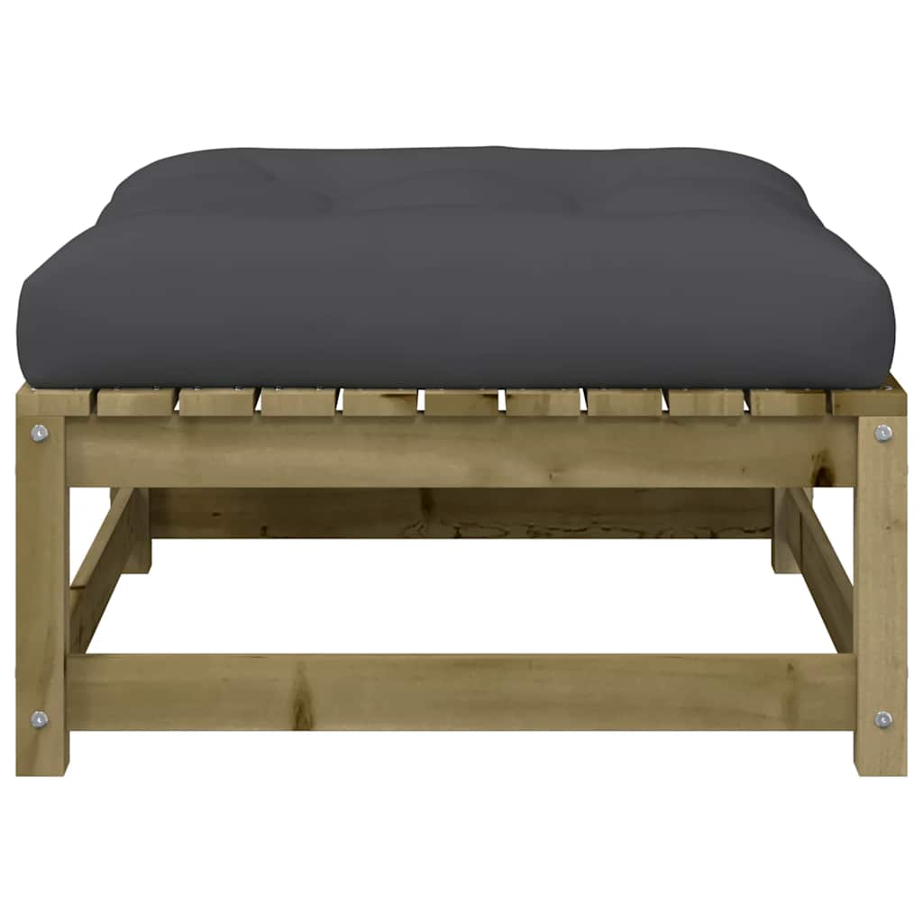 vidaXL Gartensofa ohne Armlehnen mit Kissen und Hockern