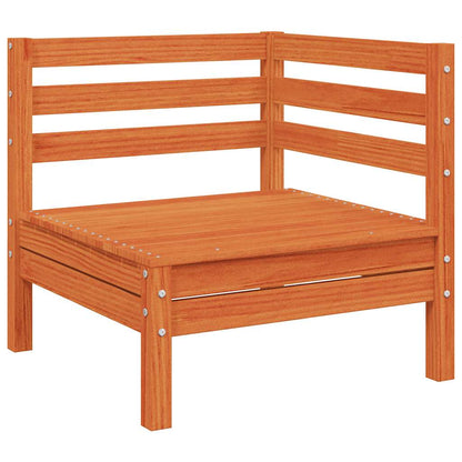 vidaXL Canapé d'angle de jardin avec coussins marron ciré bois de pin massif