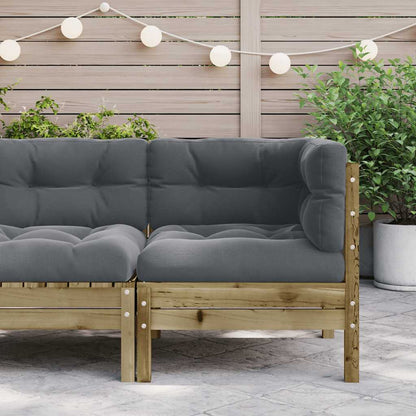 vidaXL Canapé d'angle de jardin avec coussins, bois de pin imprégné