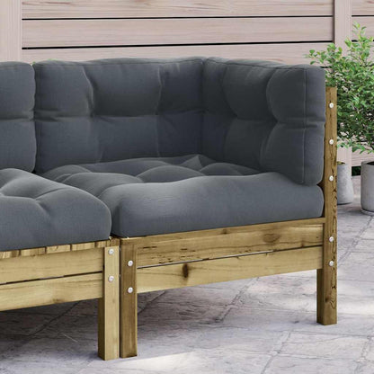 vidaXL Canapé d'angle de jardin avec coussins, bois de pin imprégné